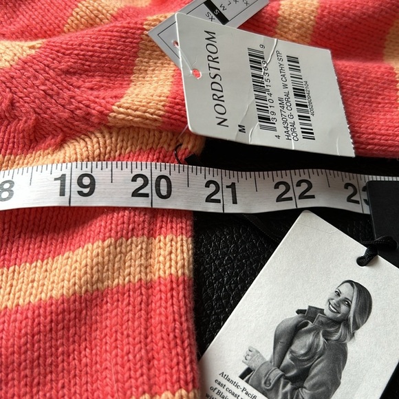 Halogen x Atlantic Pacific Cathy Stripe Sweater Coral Crewneck Tropical Sz M NEW - Picture 8 of 9